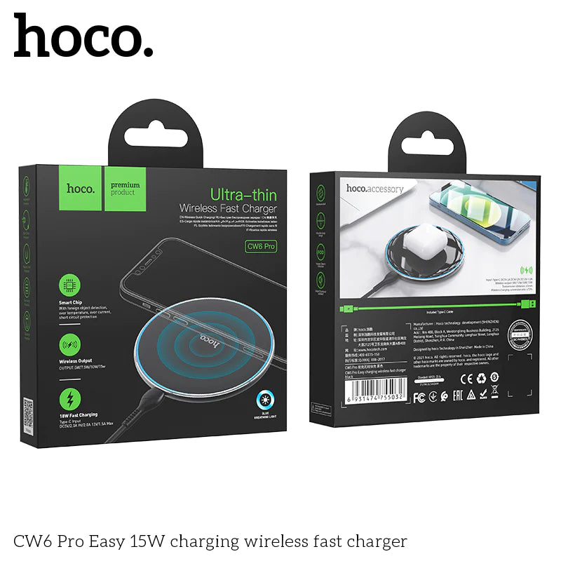 HOCO 15W Wireless Charger w/ LED Light (CW6)