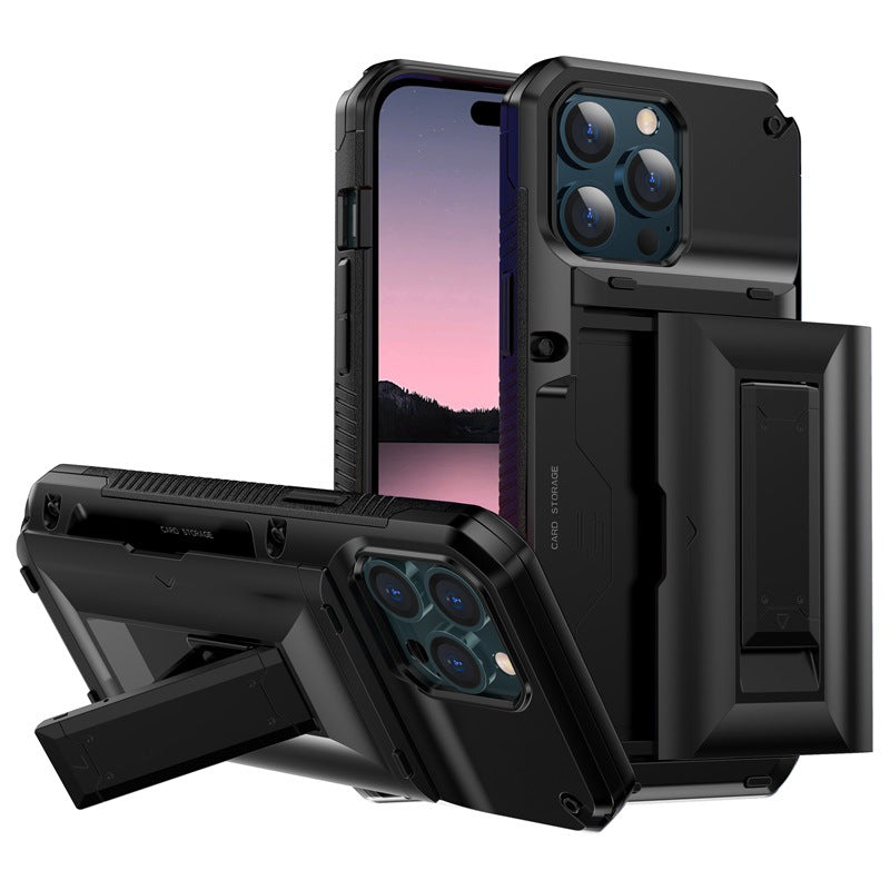 Shockproof Card Holder Cases with Kickstand Holder for iPhone 15 Pro