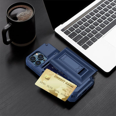 Shockproof Card Holder Cases with Kickstand Holder for iPhone 15 Plus