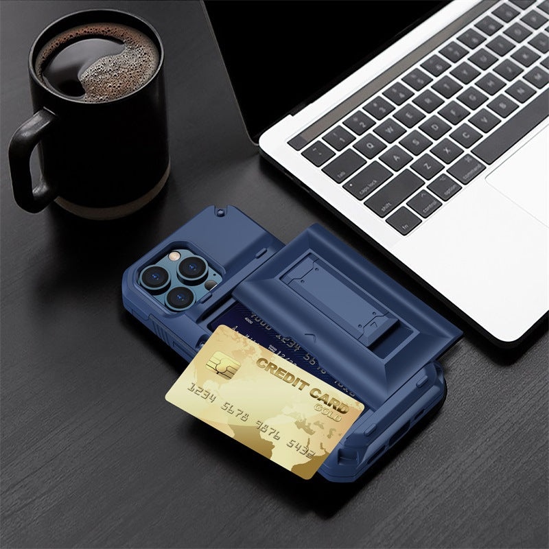 Shockproof Card Holder Cases with Kickstand Holder for iPhone 15 Pro Max