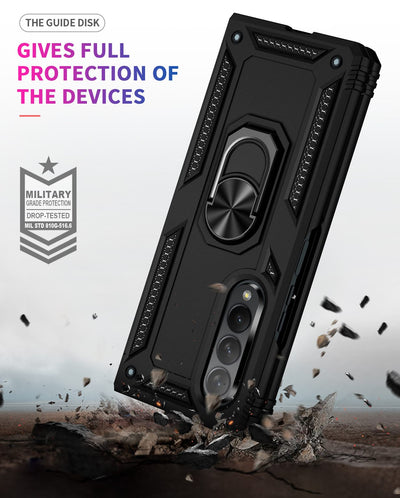 Shockproof with Ring Holder Kickstand Case for Samsung Z Fold 3 - Black