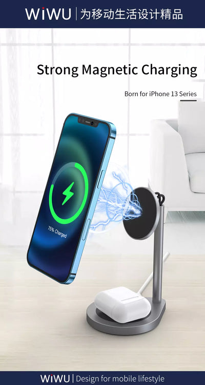 Wiwu Power Air 2 In 1 Wireless Charger - Black