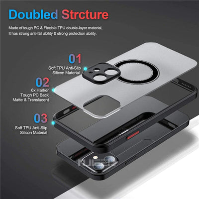 Transparent Matte Magsafe Case For iPhone 14 Pro - Black