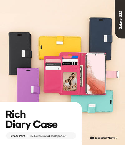 Mercury Goospery Rich Diary Wallet Case for Samsung S22 - Mobile Phone Cases - best2buy