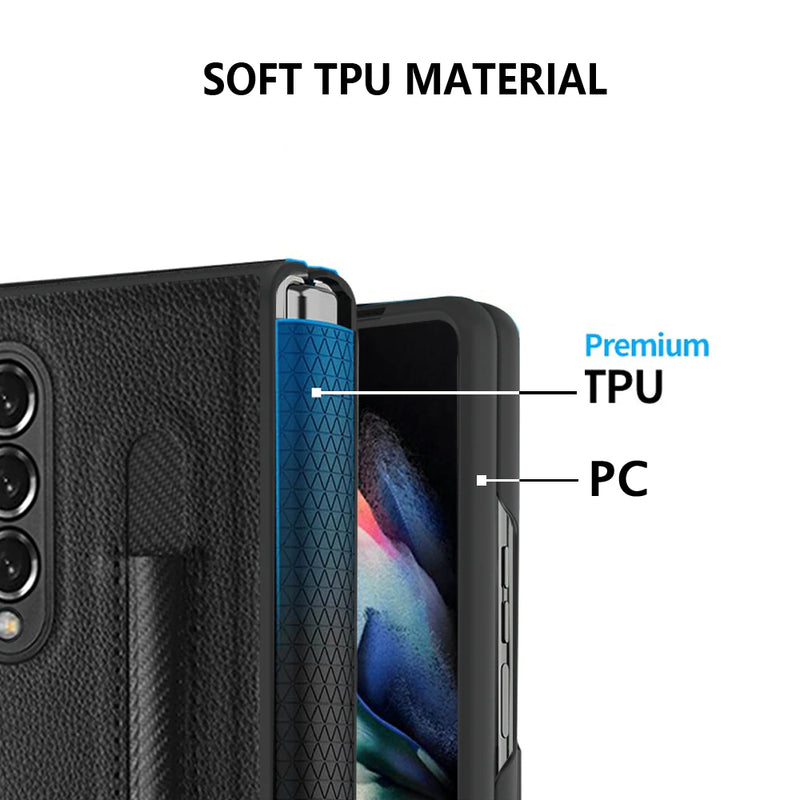 Full Protection With Pen Holder Case for Samsung Z Fold 4 - Black