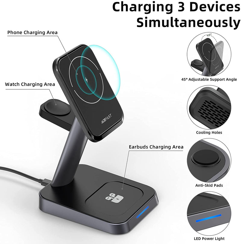 Acefast 3 in 1 Wireless Charging Multifunctional Desktop Stand