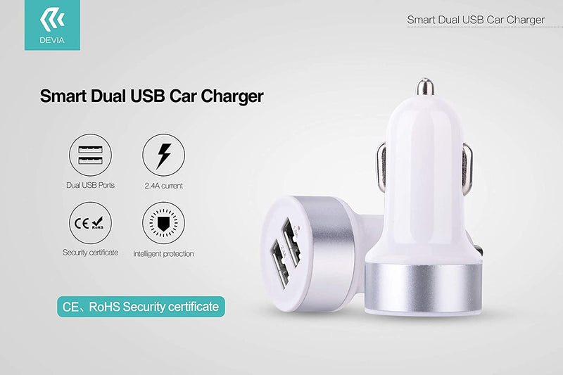 Devia Smart Dual USB Car Charger - White - Car Charger - best2buy