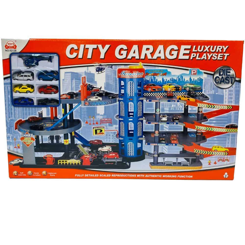 City Garage Luxury Parking Play Set with 6 die cast vehicles