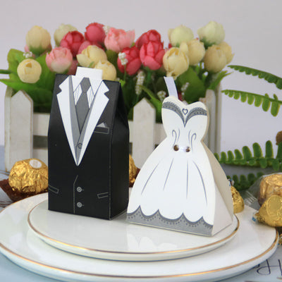 Bride Groom Dress Gift Candy Box for Wedding and Party