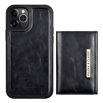 PULOKA PU Leather Magnetic Detachable Card Slot Case for iPhone 12/12 Pro