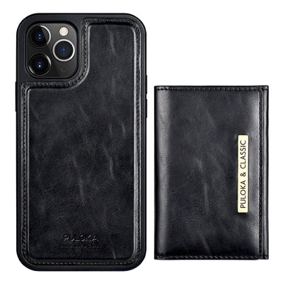 PULOKA PU Leather Magnetic Detachable Card Slot Case for iPhone 11 Pro