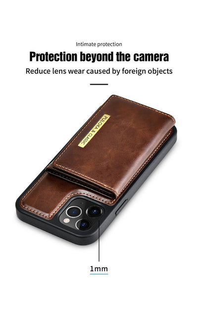 PULOKA PU Leather Magnetic Detachable Card Slot Case for iPhone 12 Pro Max