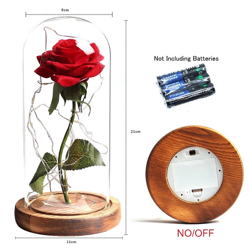 Eternal Rose Artificial Flower in Glass Cover with LEG String