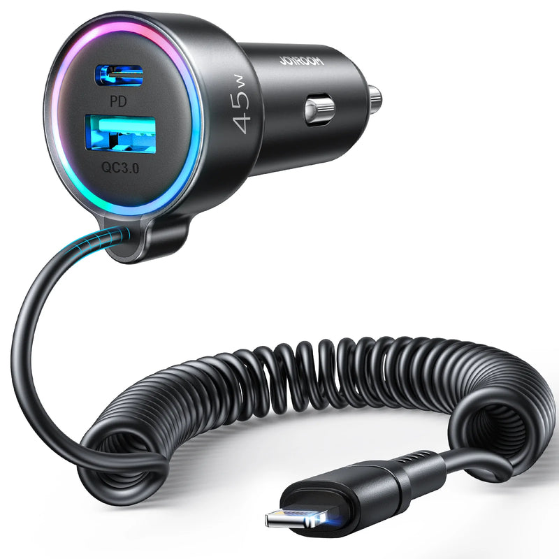 Joyroom JR‐CL08 3‐in‐1 Wired Car Charger(Lightning)