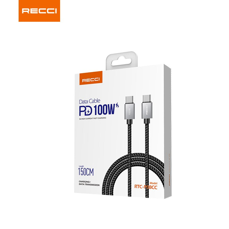 Recci Type-C to Type-C 100W PD USB Cable - 1.5M