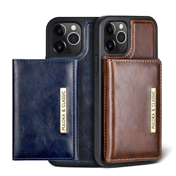 PULOKA PU Leather Magnetic Detachable Card Slot Case for iPhone 11 Pro