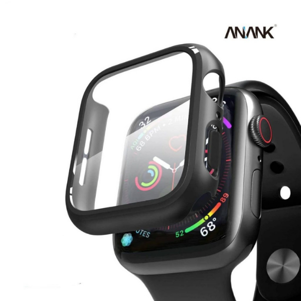 ANANK Bumper Case with Build-In Screen Protector for iWatch Series 45mm - Black