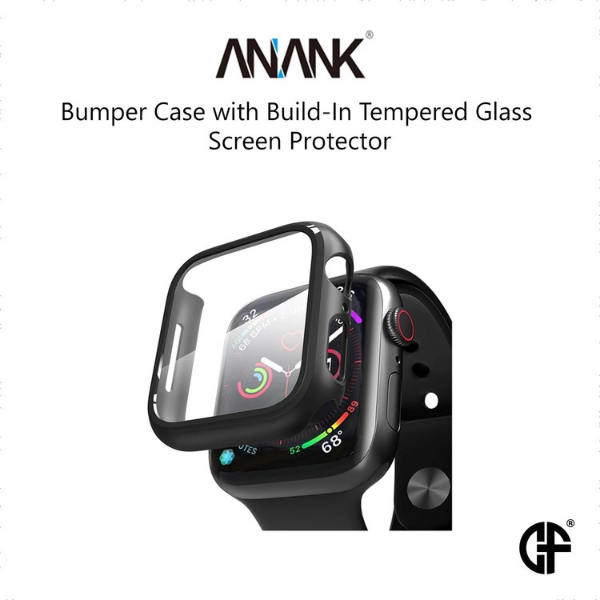 ANANK Bumper Case with Build-In Screen Protector for iWatch Series 45mm - Black