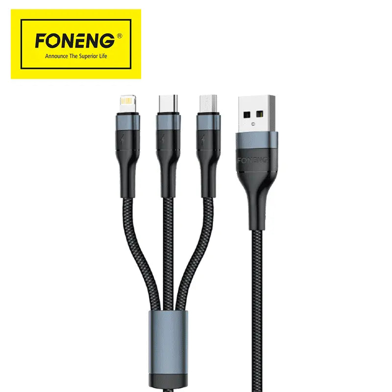 FONENG X51 3 in 1 Nylon Braided Type-C Cable - 1.2M