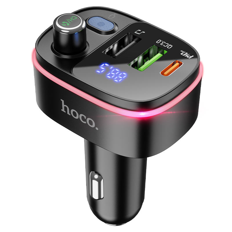 Hoco E62 Fast PD20W+QC3.0 Car Charger with Bluetooth FM Transmitter - Black