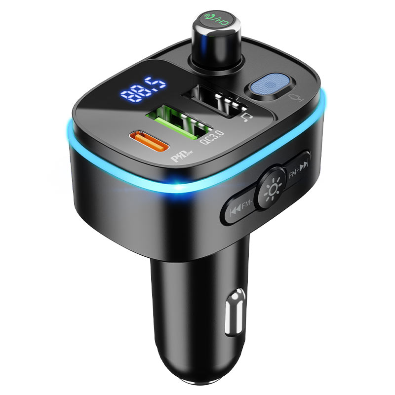 Hoco E62 Fast PD20W+QC3.0 Car Charger with Bluetooth FM Transmitter - Black