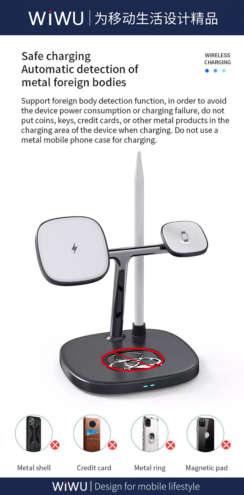 Wiwu Power Air 4 In 1 Wireless Charger - Black