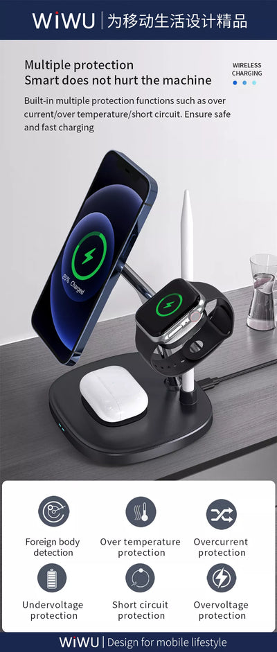 Wiwu Power Air 4 In 1 Wireless Charger - Black